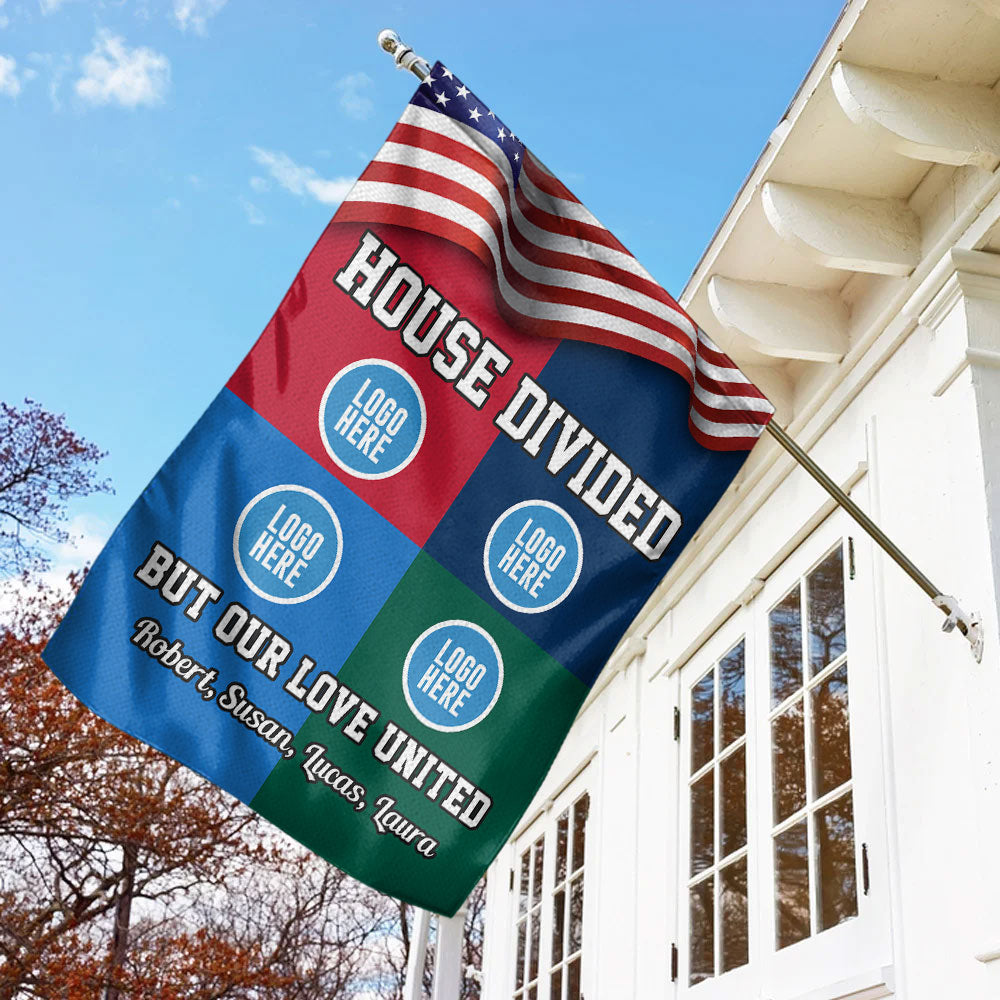 American Football House Divided Flag - Custom Team Logo Gifts For Football Lovers-Homacus