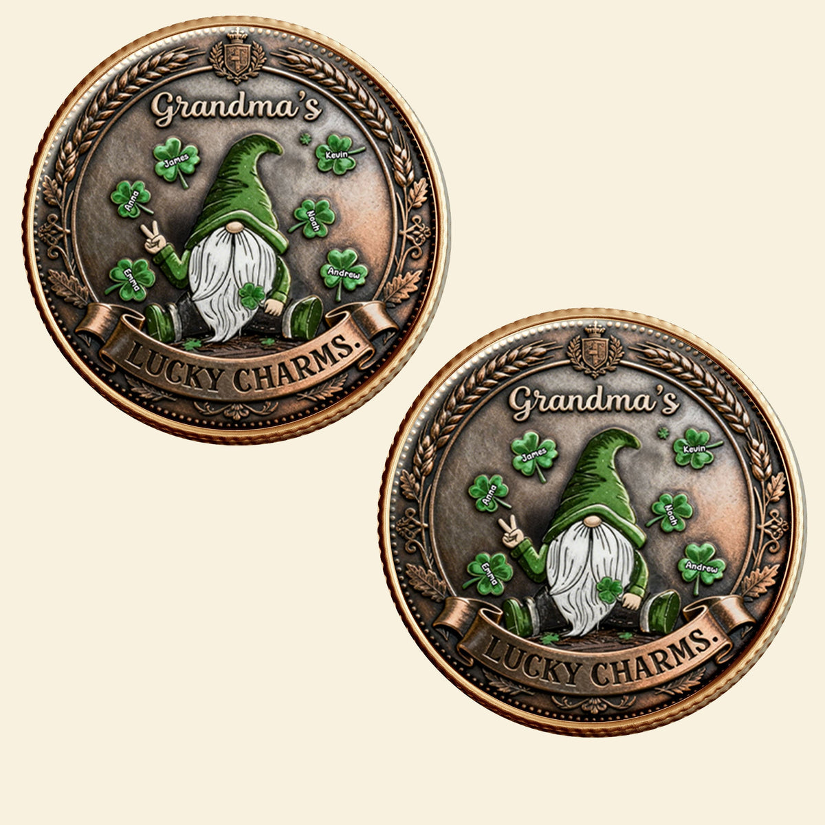 Grandma's Lucky Charms Metal Coin - Personalized Gift For Grandma 03TOTI130226-Homacus