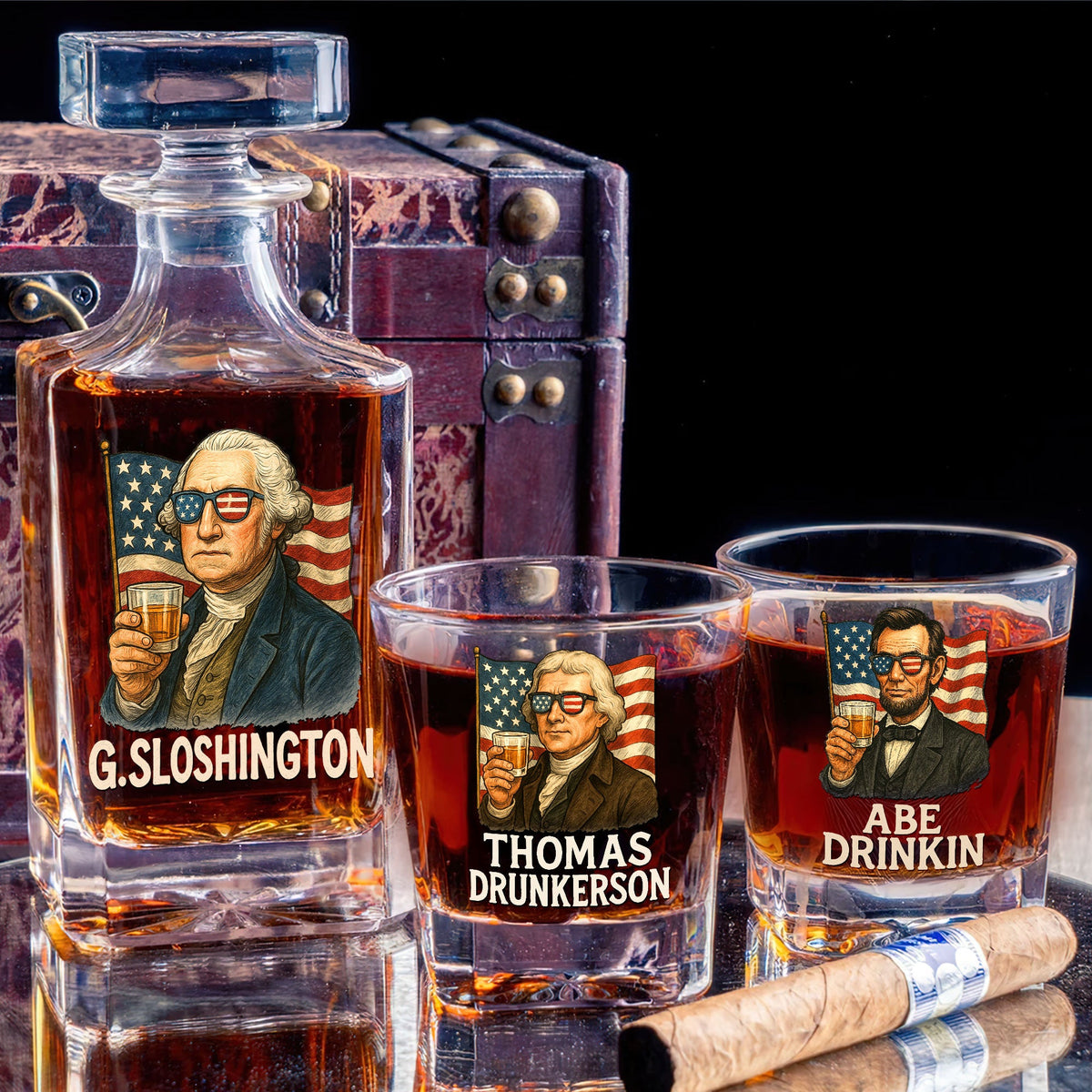 Funny American Whiskey Decanter Set - Personalized Gifts For Men 04huti300525-Homacus