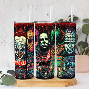 Halloween Gift For Horror Fans, Skinny Tumbler 03HUTI040924 Halloween Horror Movie Characters-Homacus