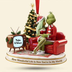Green Monster Couple Ornament - Personalized Gift For Couple Christmas Ornament 07PATI231025-Homacus