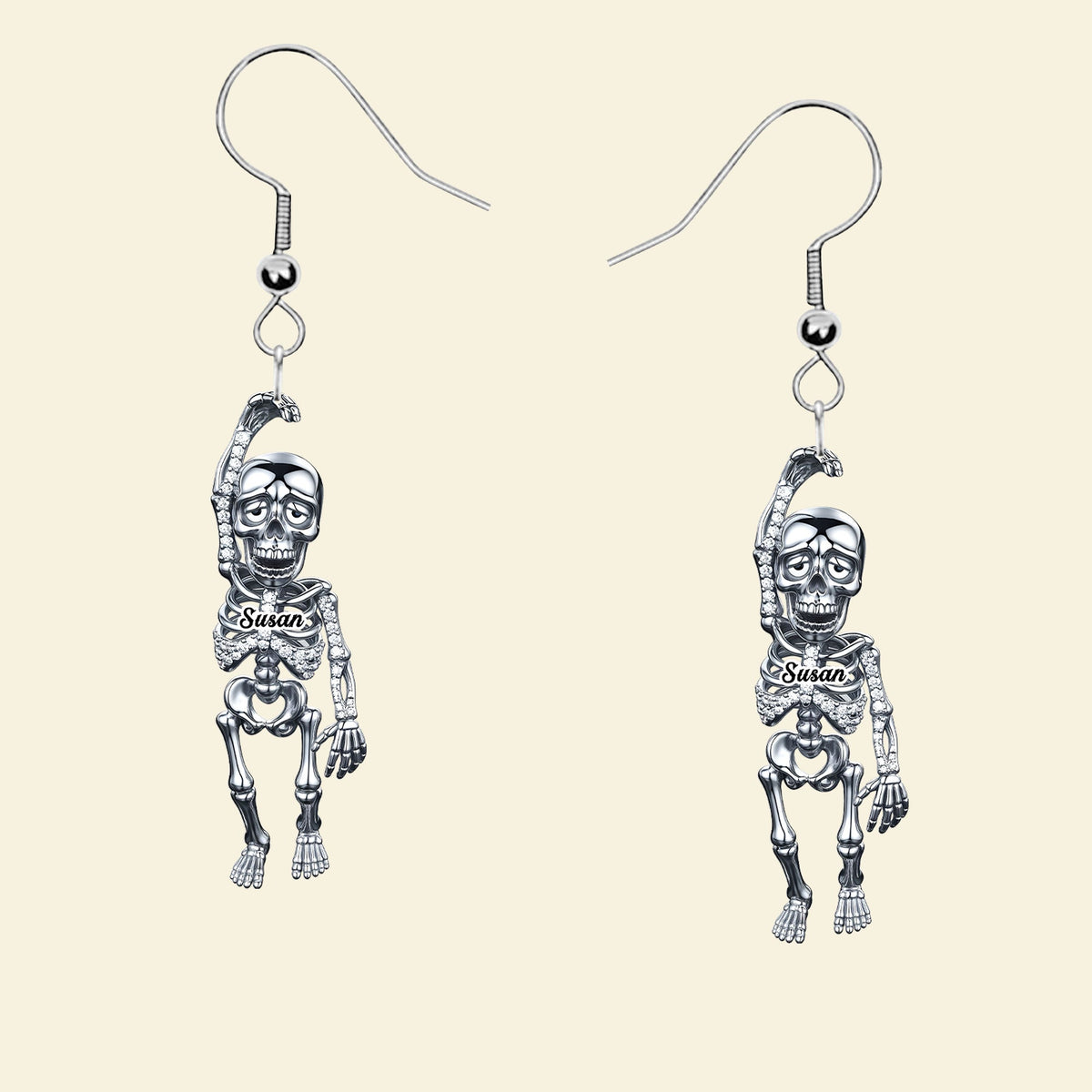 Funny Tired Skeleton Earrings - Personalized Gifts For Exhausted Humans 04qhti240625-Homacus