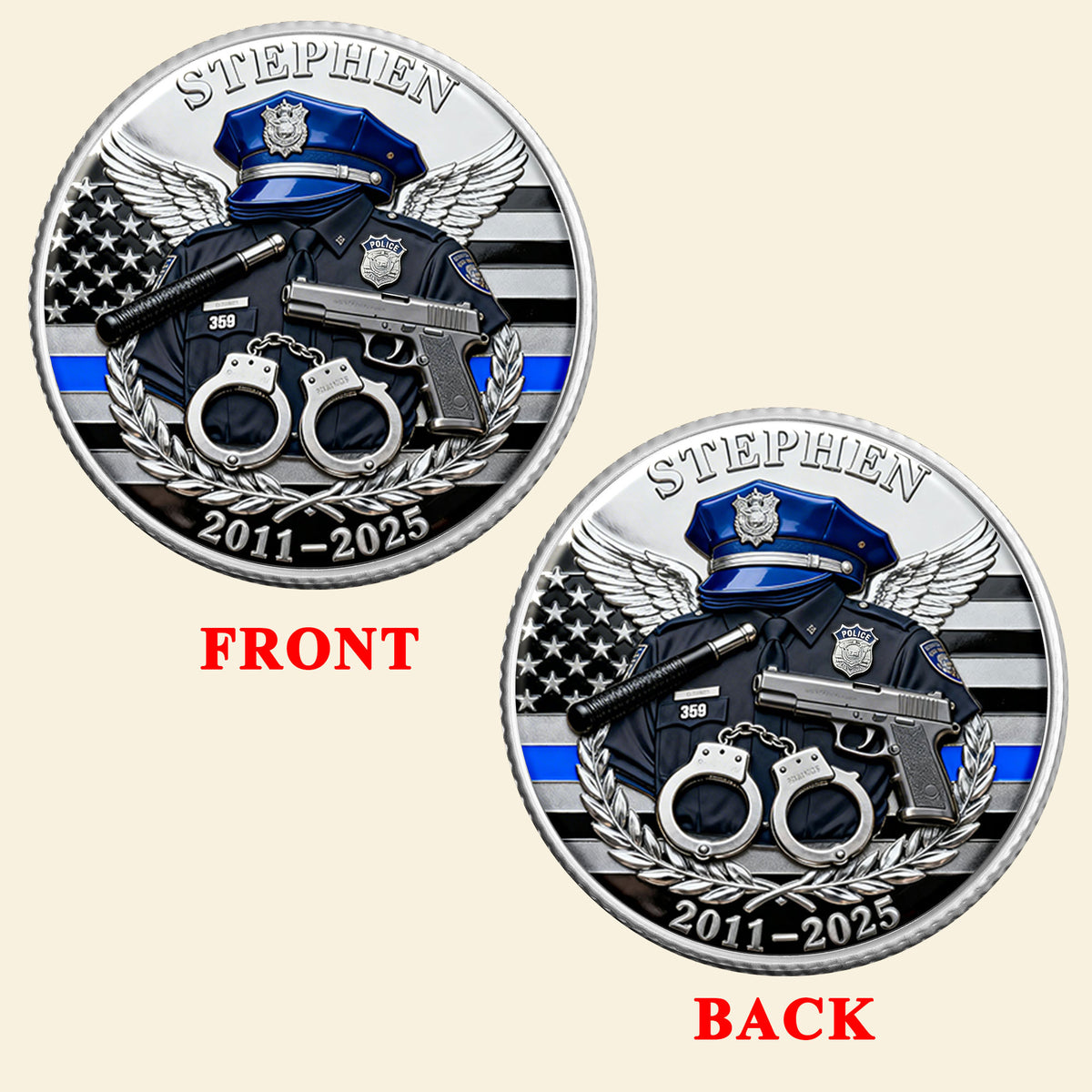 Law Enforcement Appreciation Coin - Personalized Gifts For Police Retirement Printed Metal Coin 06KITI120226-Homacus