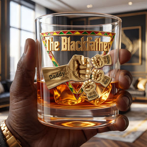 The Black Father 11oz Round Glass - Personalized Gifts For Dad 01huti020526-Homacus