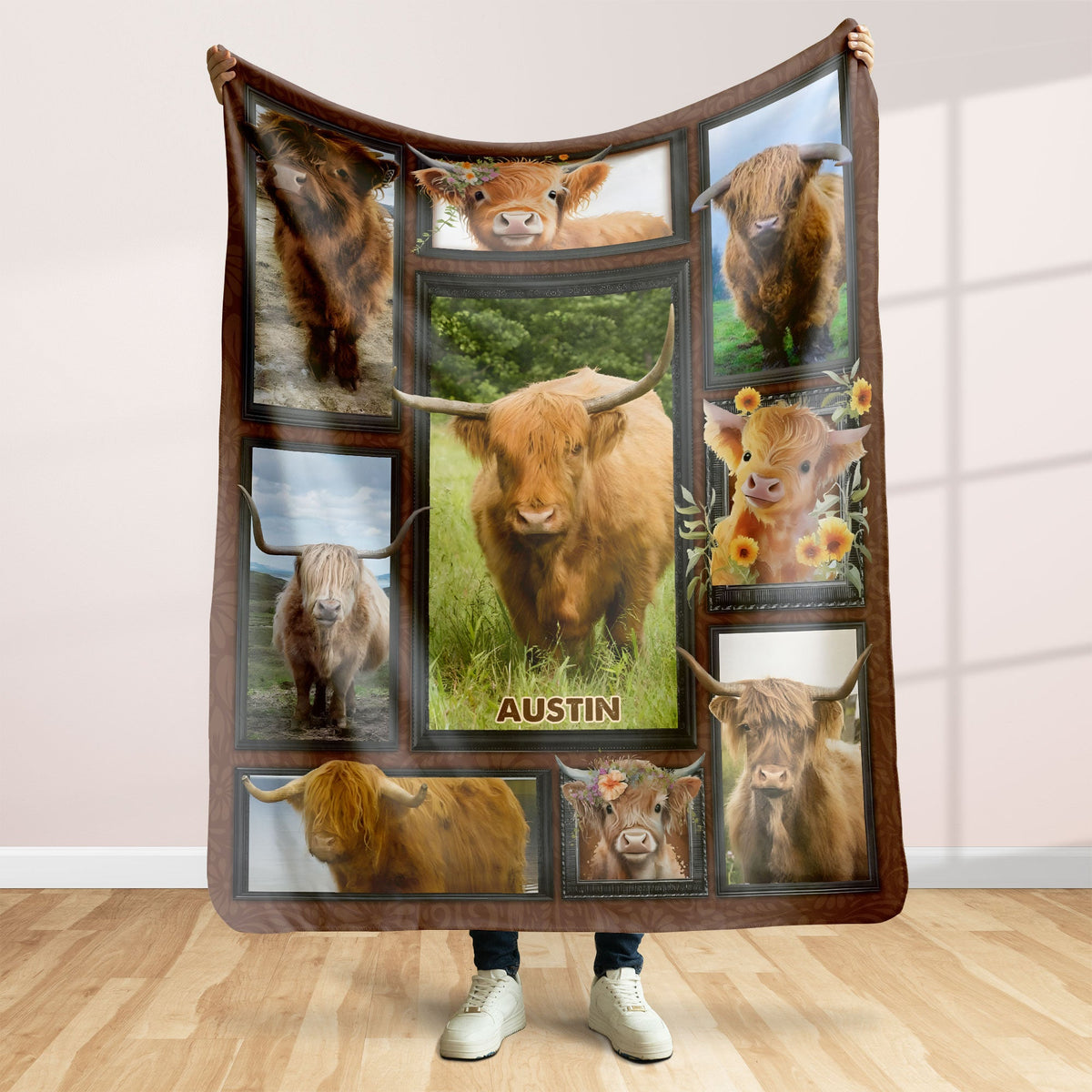 Highland Cow - Personalized Photos Collage Blanket 021qhti311224-Homacus