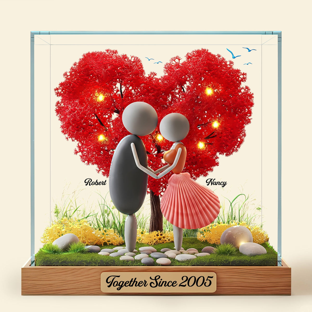 Pebble Couple Plaque - Personalized Gifts For Couple 01nati020625-Homacus