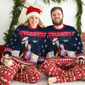 Custom Photo Gifts For Couple Christmas Ugly Sweater 02HUHU051024 You're My Favorite Nightmare-Homacus