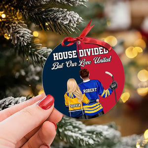 House Divided Ornament - Hockey Couple - Personalized Christmas Gifts For Hockey Lovers-Homacus