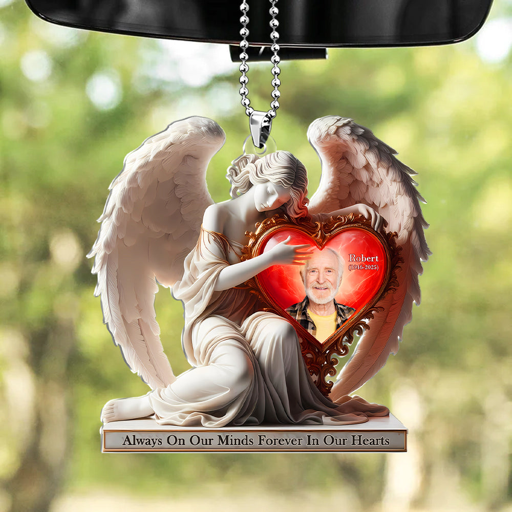 Custom Photo Gifts For Heaven Memorial Car Ornament, On Angels Wings 02tgti040225-Homacus