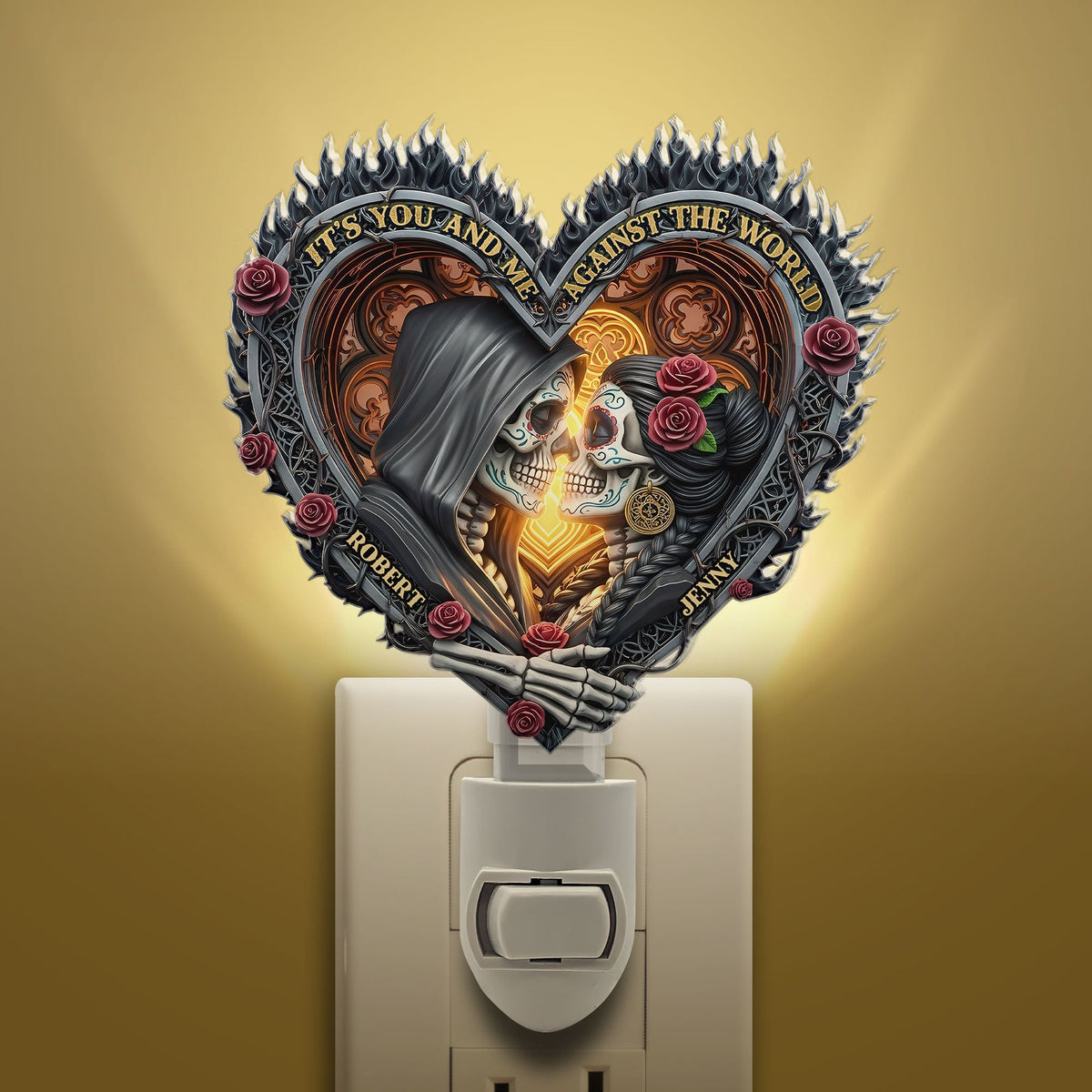 Skull Couple Night Light - Personalized Gifts For Couple 02qhti310525-Homacus