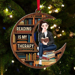 Personalized Gift For Book Lovers, Reading Is My Therapy Acrylic Ornament 02TOTI200924PA-Homacus