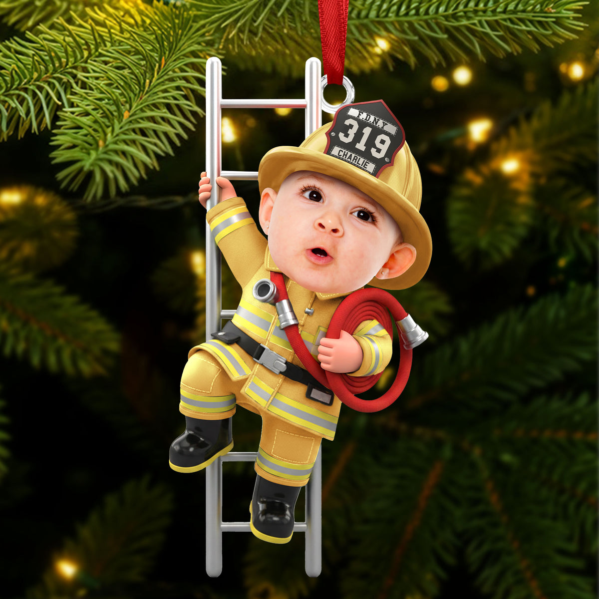 Firefighter Kid Ornament - Custom Photo Gift For Christmas Ornament 02OHTI271025-Homacus