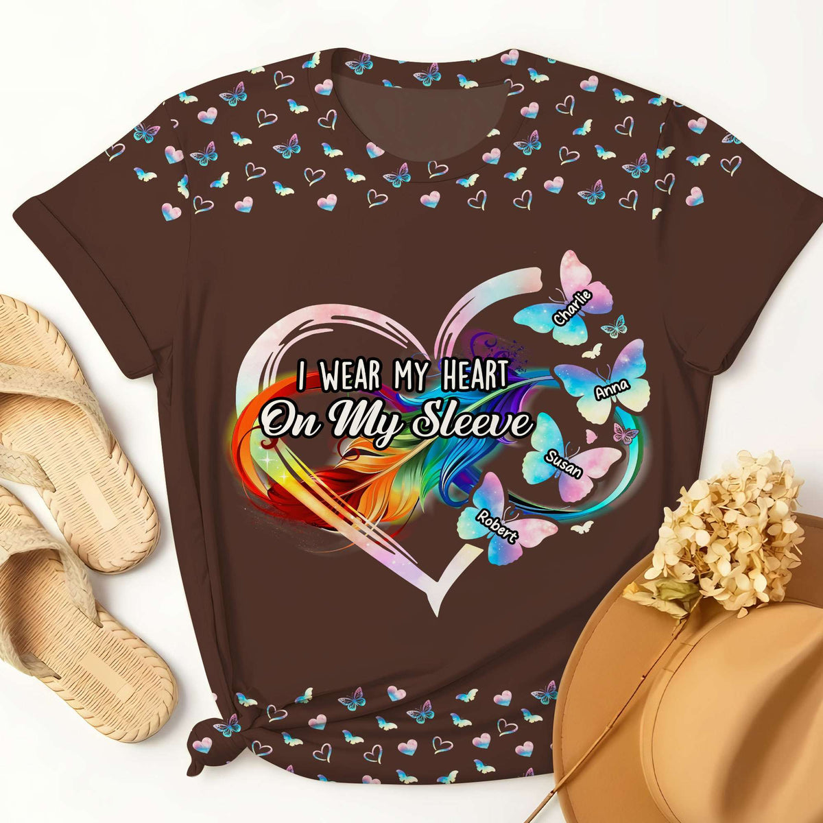 Personalized Gifts For Mom 3D Shirt Butterfly Kids Heart 03ACTI050325-Homacus