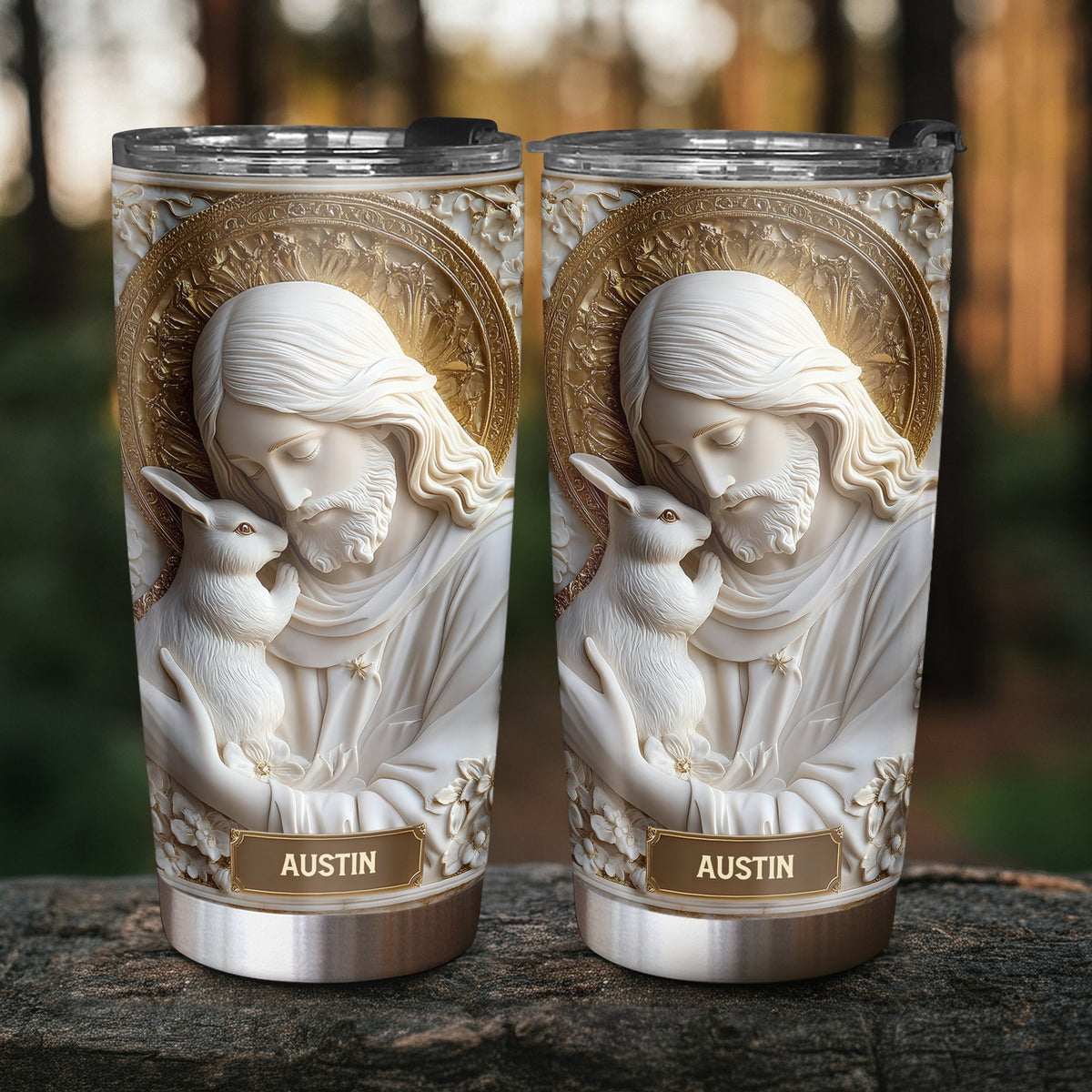 Personalized Gifts For Christian Tumbler, Jesus Hugs Bunny 04tgti180225-Homacus