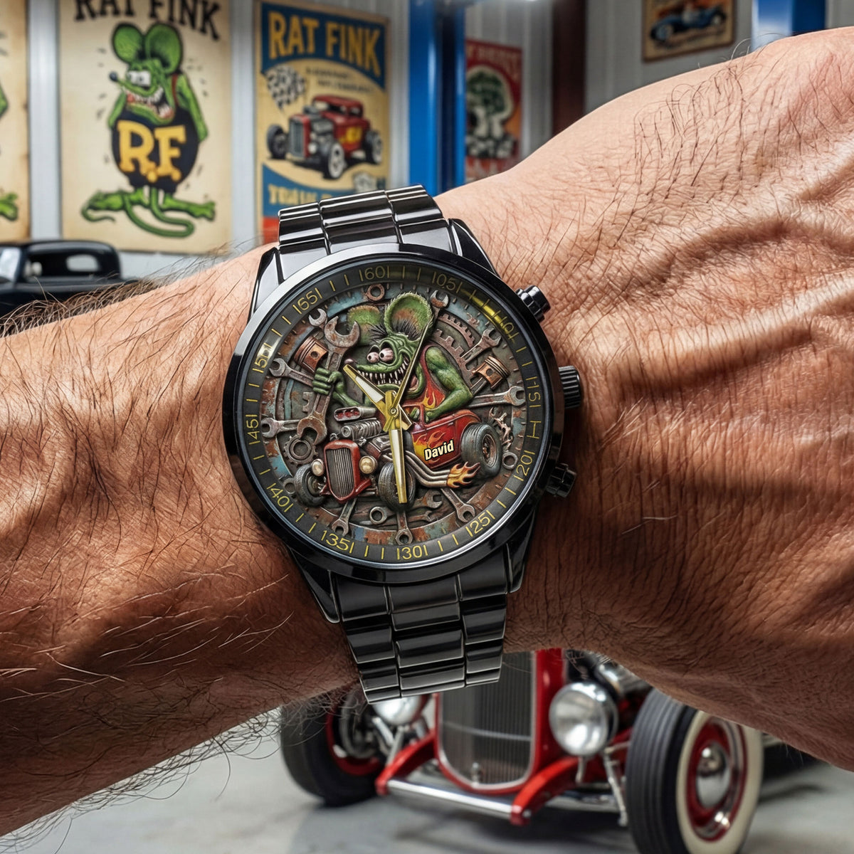 Classic Racing Stainless Steel Men's Watch – Personalized Gifts For Hot Rod Lovers 06tgti280126-Homacus