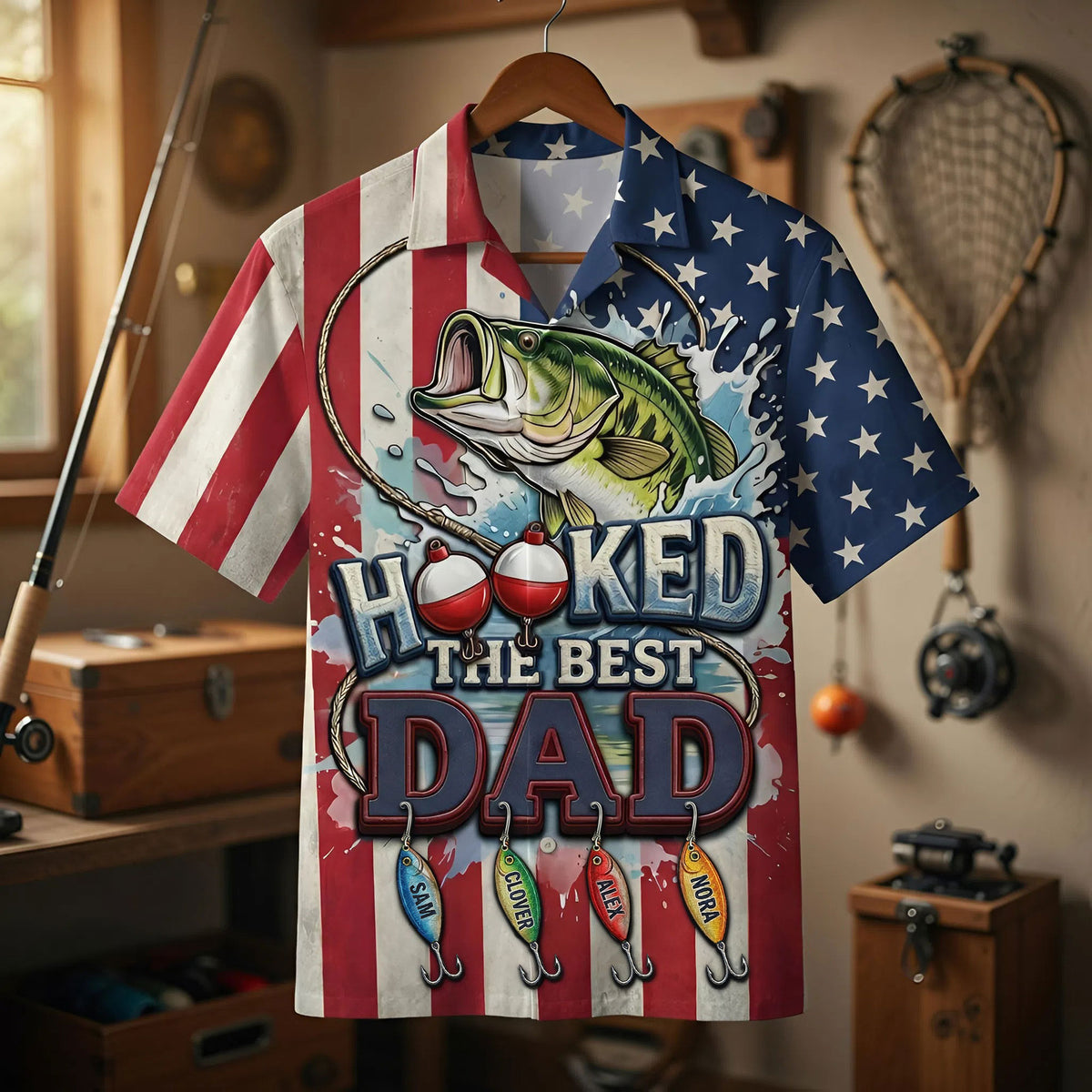 Hooked The Best Dad Hawaiian Shirt Personalized Gifts For Dad 03PATI150426-Homacus