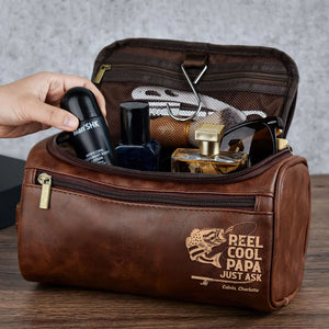 Fishing Dad Leather Toiletry Bag - Personalized Gifts For Dad 06huti100325-Homacus