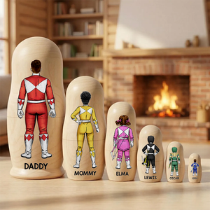 Family of Light Guardians Wooden Nesting Dolls - Personalized Gift For Family 061QHHU080426HH-Homacus