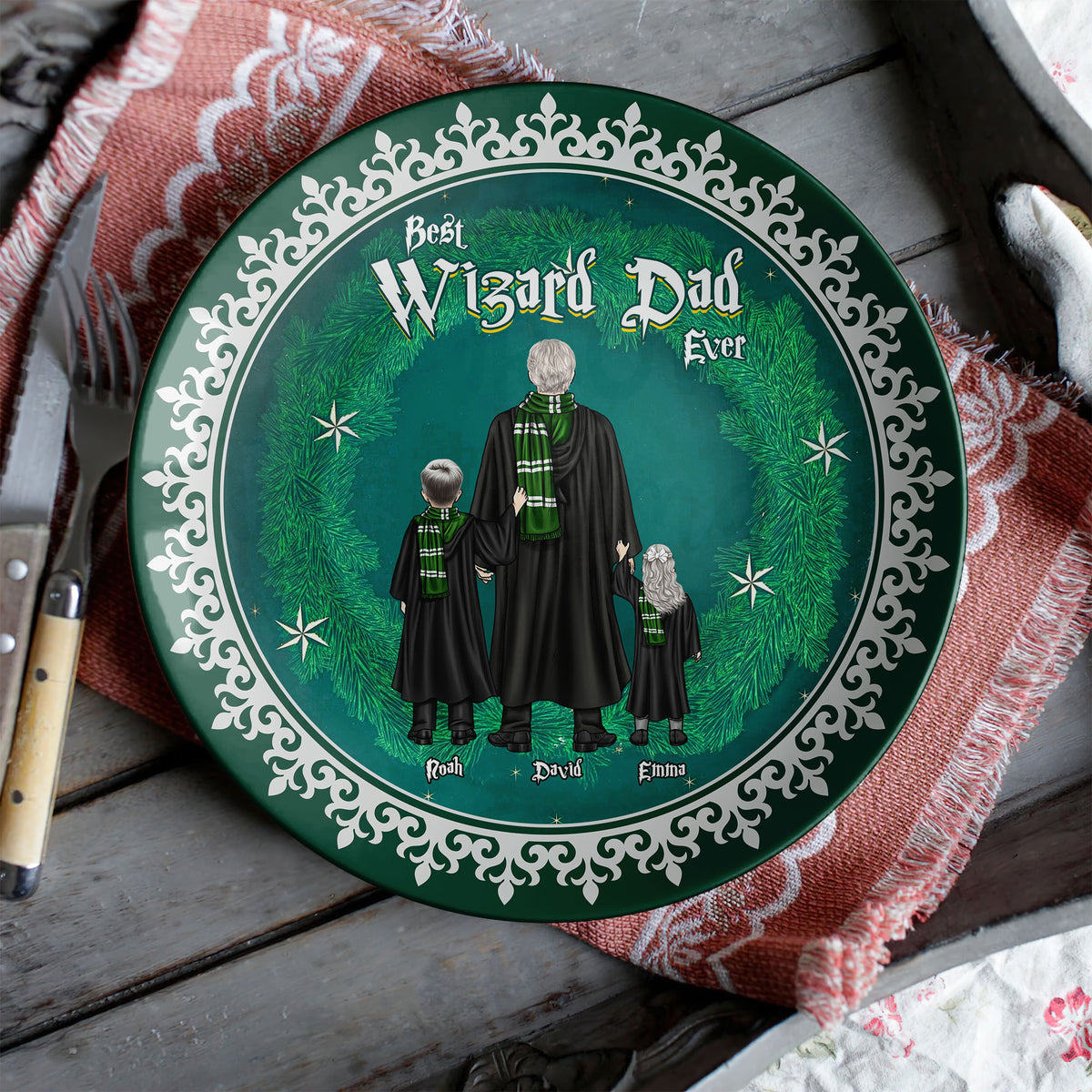Personalized Gifts For Dad Round Plate Best Wizard Dad Ever 04HUTI130325-Homacus