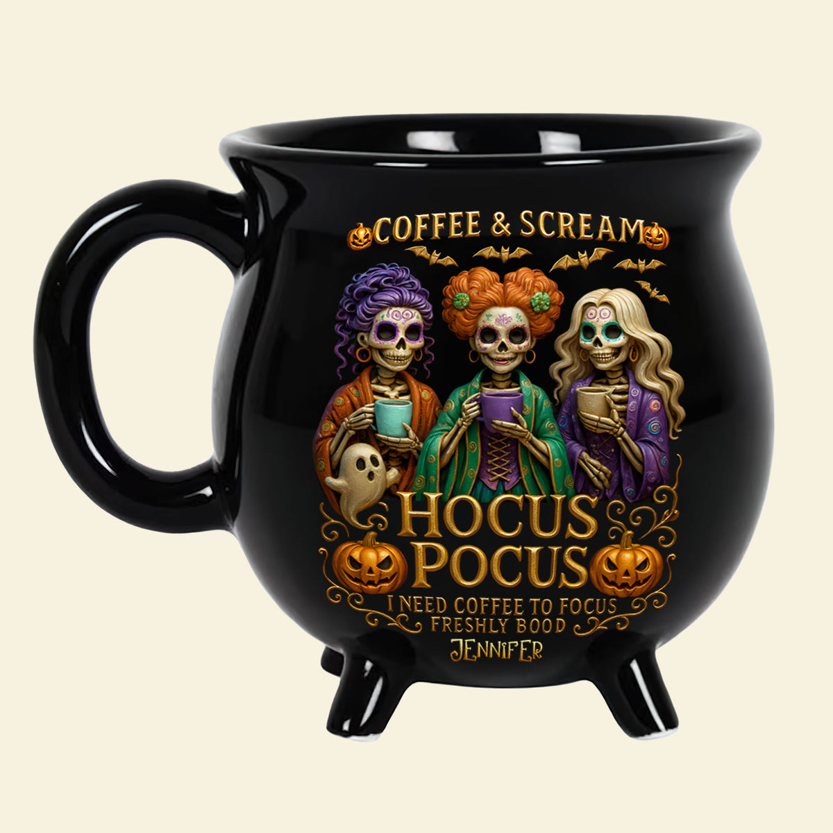 Three Spooky Sisters Cauldron Mug - Personalized Gifts For Horror Lovers 02ohti260825-Homacus