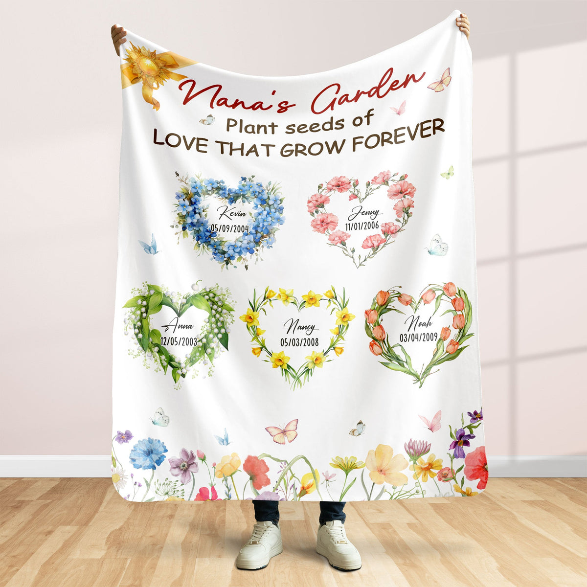 Personalized Gifts For Mom Blanket, Birth Moth Flower Heart 03qhti280325-Homacus