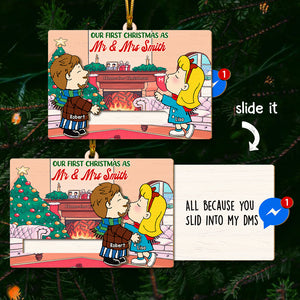 Personalized Gifts For Couple Christmas Wooden Slider Ornament, Kissing Couple 03toti171024hg-Homacus