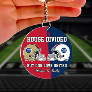 Personalized Gifts For Football Couple Keychain 03huti240125 House Divided-Homacus