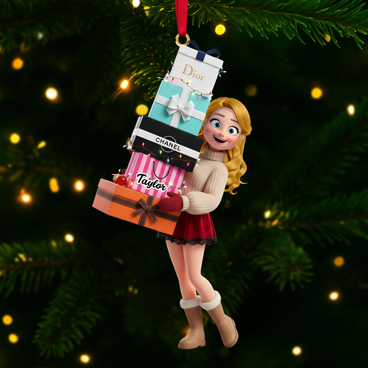 Shopping Girl Ornament - Personalized Gift For Christmas Ornament 04NATI181025-Homacus