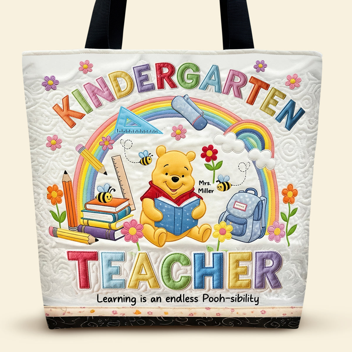 Cute Postitive Teacher Tote Bag, Personalized Gifts For Teacher 04qhti220725-Homacus