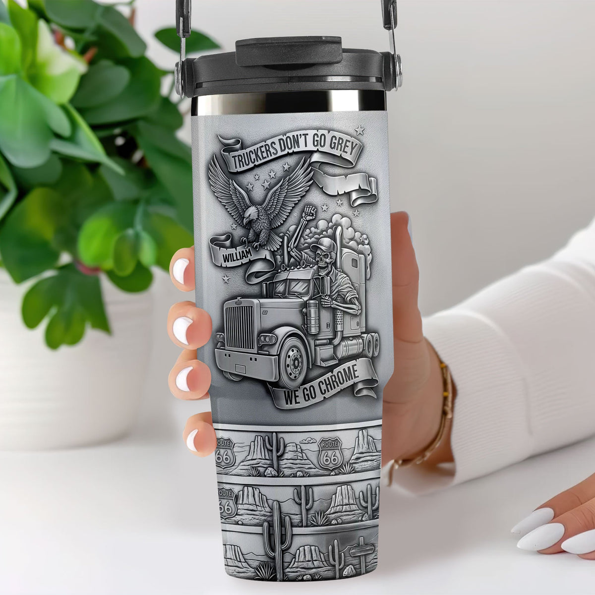 Badass Skull Trucker Tumbler - Personalized Gifts For Trucker 03qhti180625-Homacus