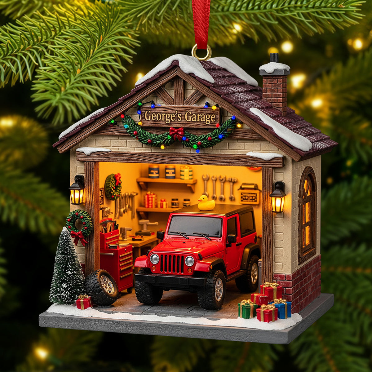 Off Road Car Garage Miniature 1 Side Ornament - Personalized Gift For Christmas Ornament 03PGTI241025-Homacus