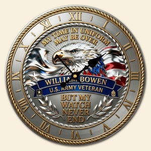Bold Veteran Eagle Wall Clock, Personalized Gifts For Veteran 05QHTI200126-Homacus