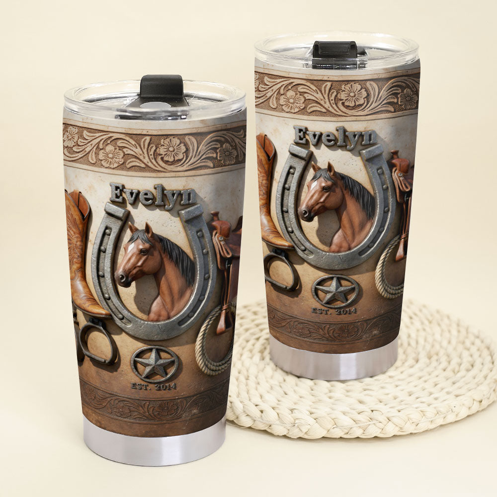 Cowboy Horse Tumbler – Custom Photo Gifts For Horse Lovers 04kiti271225-Homacus