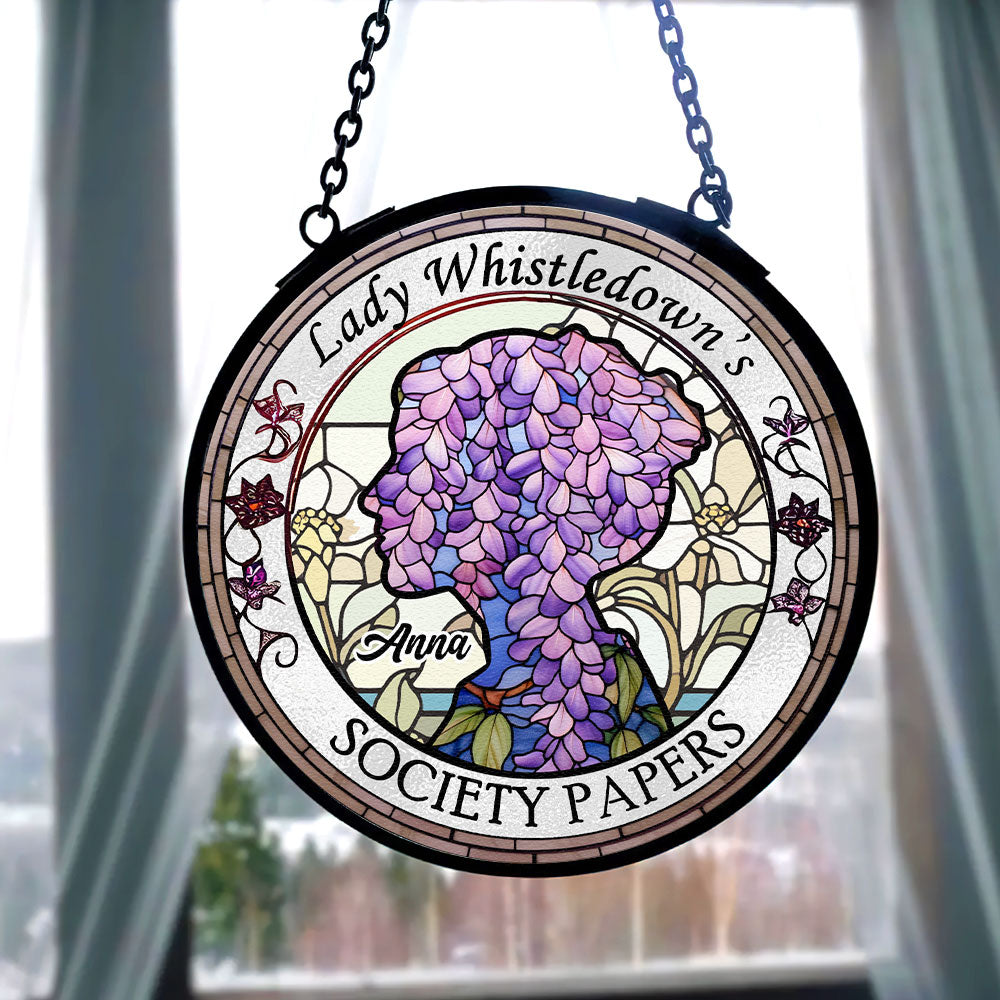 Personalized Gifts For Regency Romance Novel Fan Suncatcher, Wisteria Lady Stained Glass 05QHTI280824-Homacus