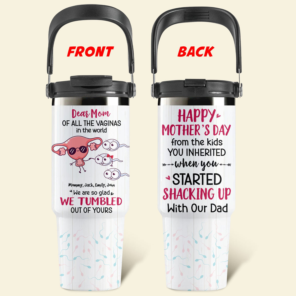 Personalized Gifts For Mom Tumbler Cup Mother's Day Vagina Mom And Kids 01NATI020425-Homacus