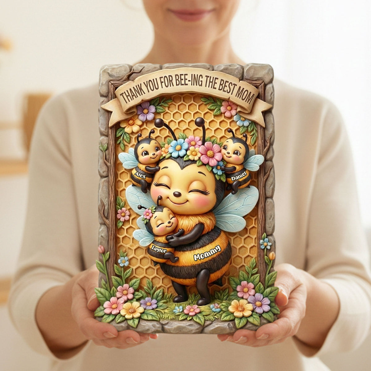 Bee-ing the Best Mom Plaque - Personalized Gift For Mom 05TOTI050226-Homacus