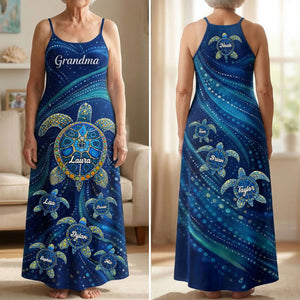 Turtle Grandma Suspender Maxi Dress - Personalized Mother's Day Gifts 01huti180326-Homacus