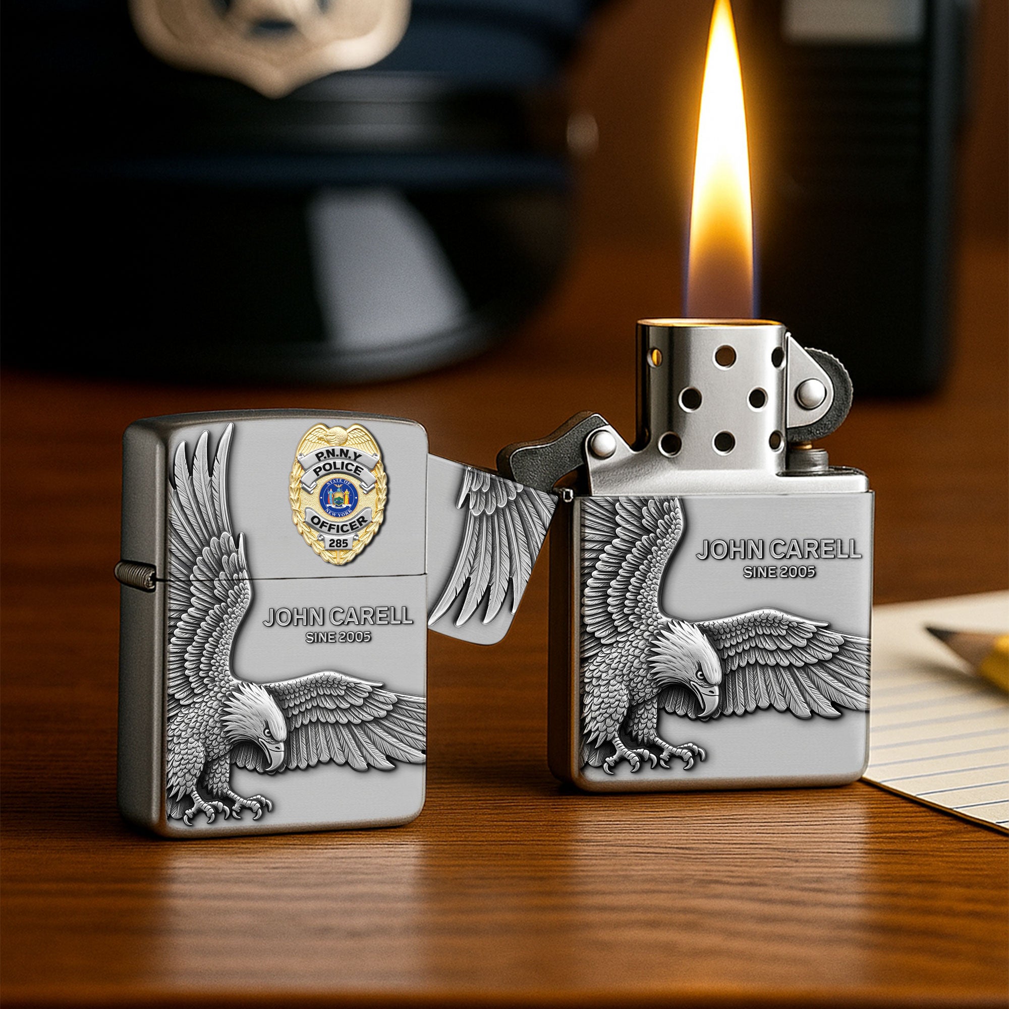 American Hero Police Lighter, Personalized Gifts For Police Officer, Captain, Sheriff,... 02qhti250825-Homacus