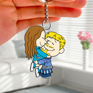 Couple Keychain - Hugging Couple - Personalized Gifts For Couple-Homacus