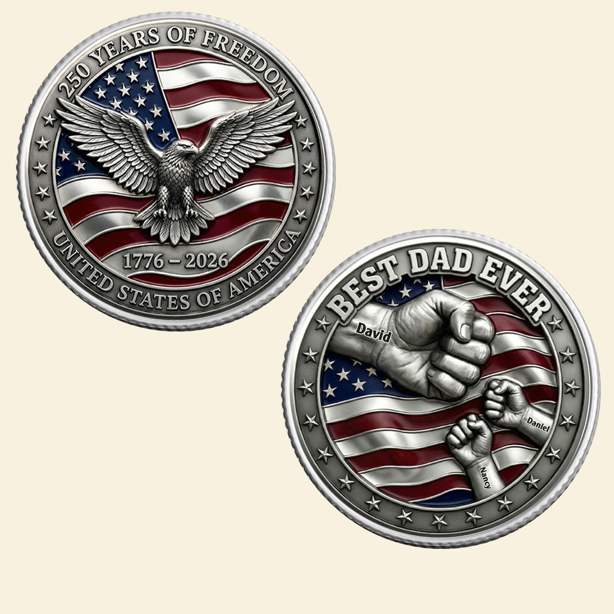 250th Anniversary USA Printed Metal Coin - Personalized Gifts For Dad 03nati270226-Homacus