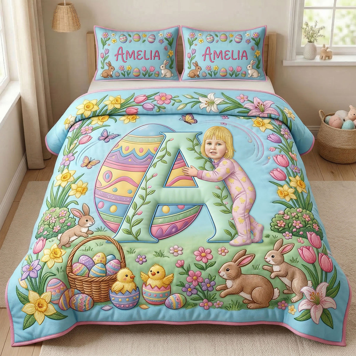 Easter Alphabet Quilt Bed Set - Custom Photo Gifts 03PATI190326-Homacus