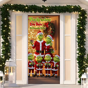 Green Monster Family Door Cover - Personalized Gifts For Family Christmas Door Cover 06PGTI011125-Homacus