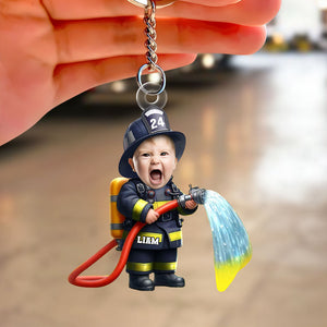 Custom Photo Gifts For Kids Keychain - Firefighter & Police Themes-Homacus