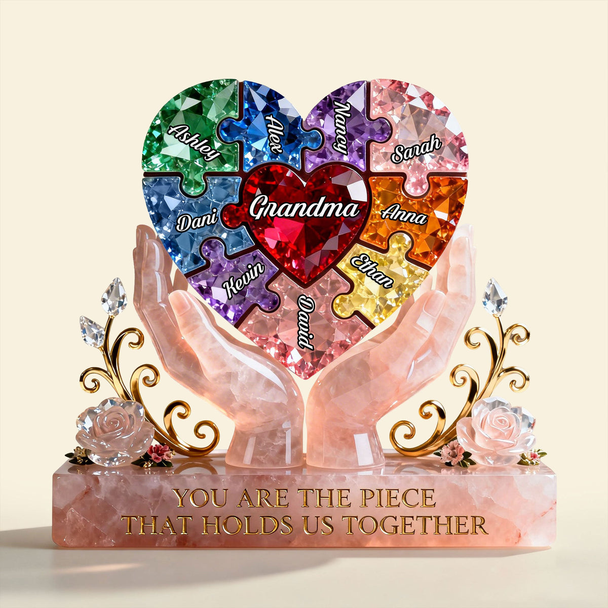 Precious Puzzle Heart Acrylic Plaque - Personalized Gift For Grandma/Mom 04KITI130226-Homacus