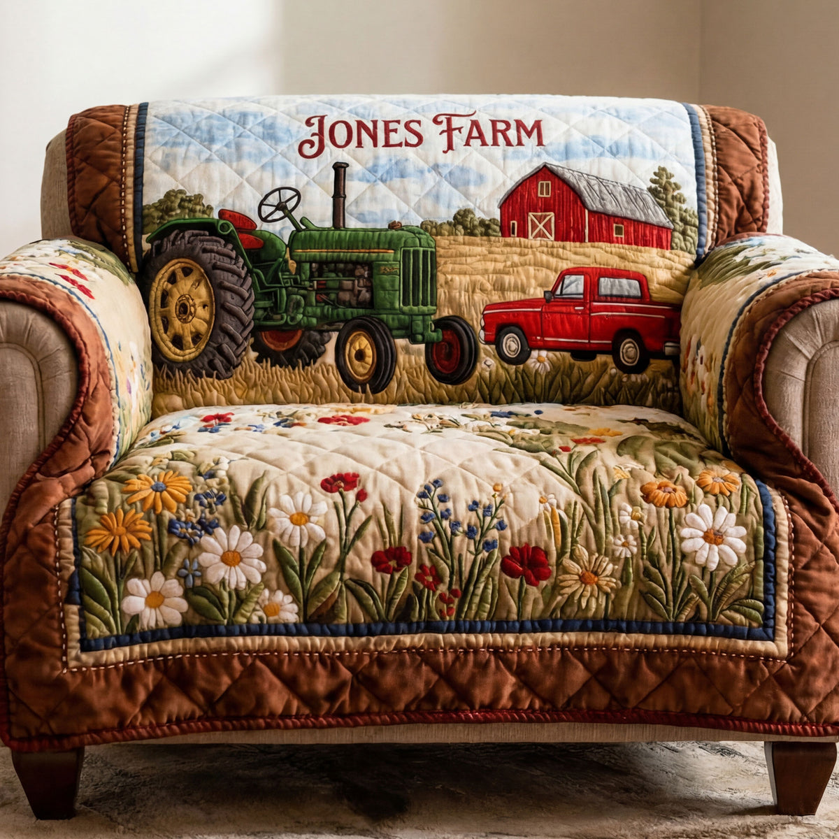 Peaceful Farm Quilted Sofa Cover, Personalized Gifts For Farmers 01QHTI280126-Homacus
