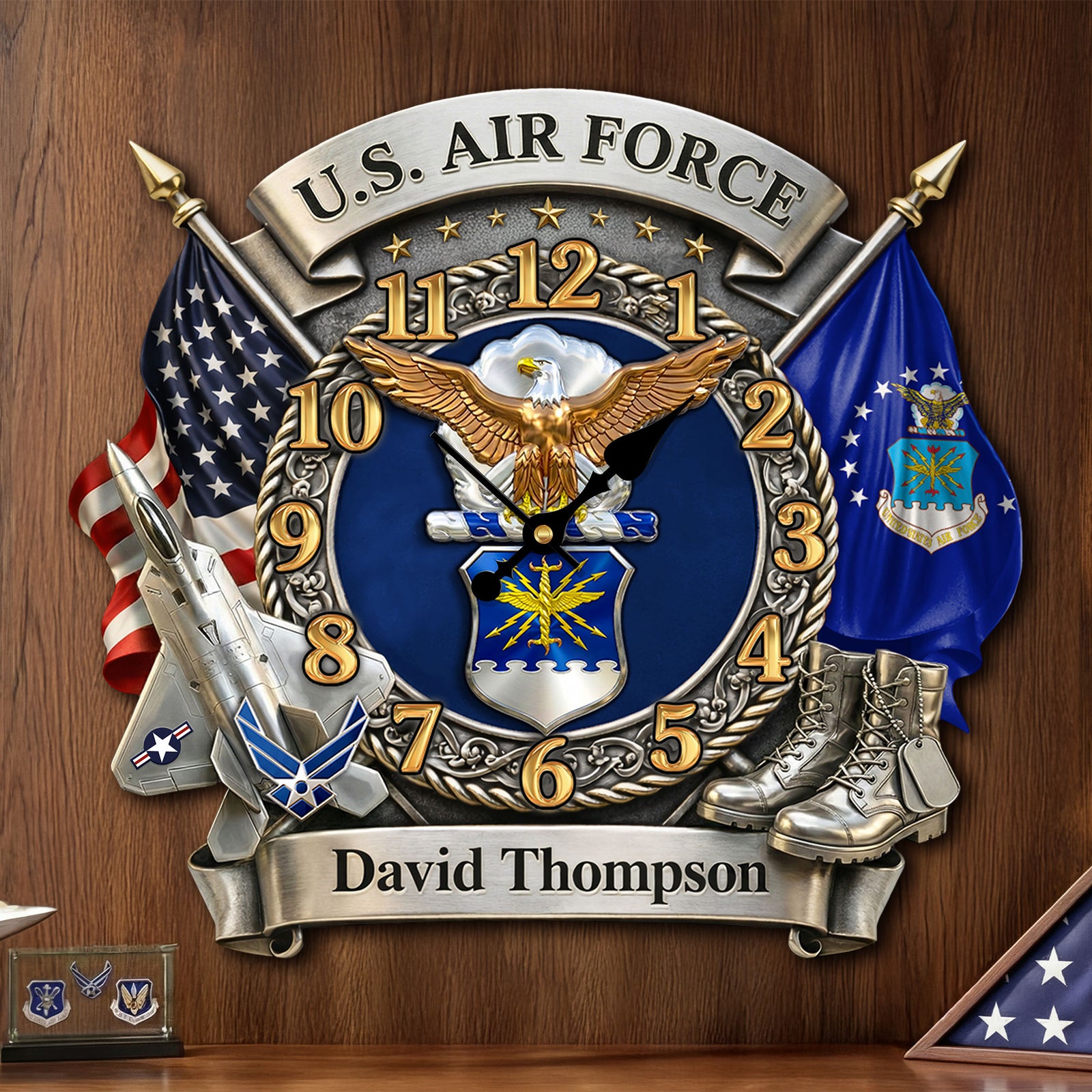 Military Air Service Clock - Personalized Gifts For Served Veteran 1 Layer Acrylic Hanging Wall Clock 03HUTI251225-Homacus