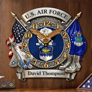 Military Air Service Clock - Personalized Gifts For Served Veteran 1 Layer Acrylic Hanging Wall Clock 03HUTI251225-Homacus