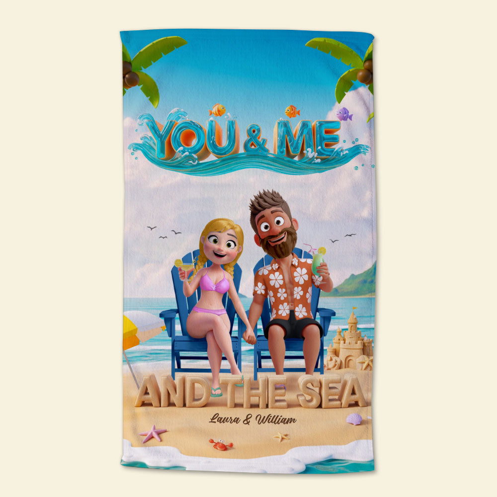 Happy Couple Beach Towel - Personalized Gifts For Couple 01qhti140725-Homacus