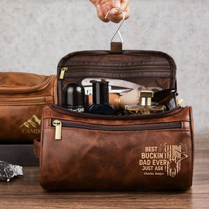 Hunting Dad Leather Toiletry Bag - Personalized Gifts For Dad 02huti100325-Homacus