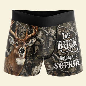 Personalized Gifts For Hunting Men's Boxer, This Buck Belongs To [Custom Name] 05qhti231224-Homacus